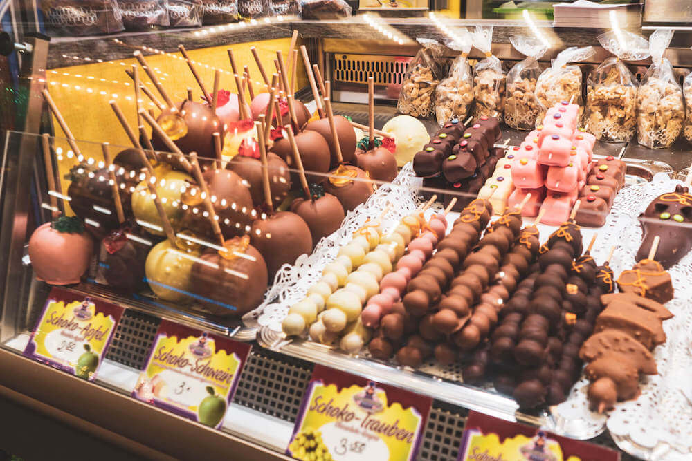 Chocolate fruits at German Christmas Market