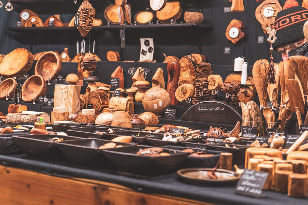 Wooden products at German Christmas Market