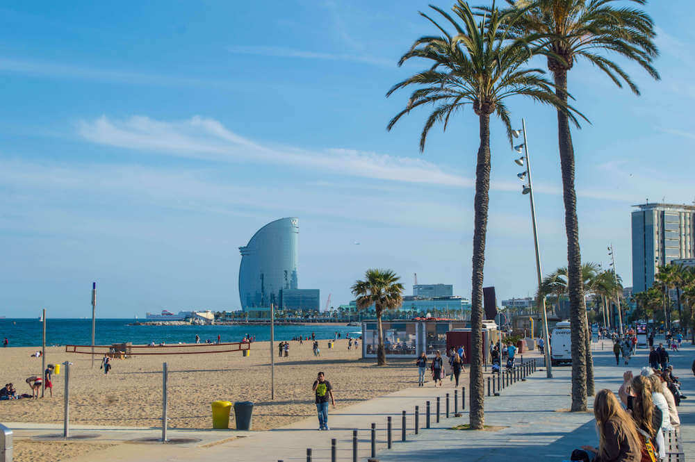 Barceloneta Beach in Barcelona, Spain