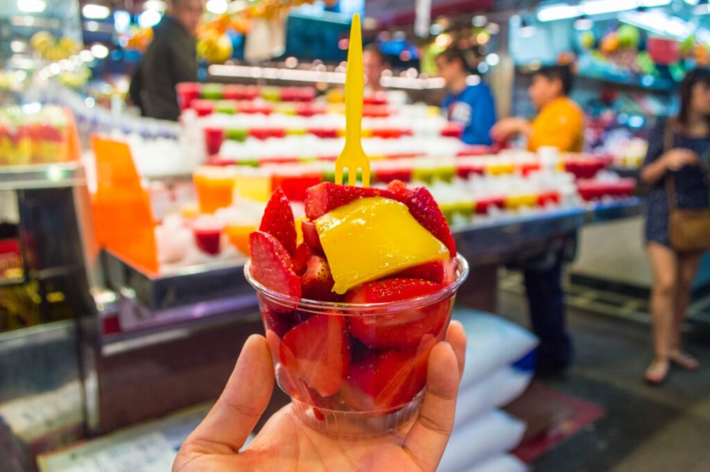 Fruit cup in a fresh food market