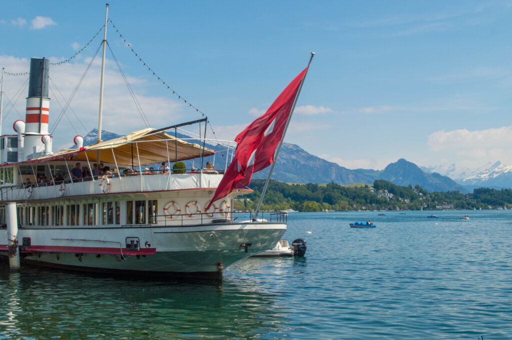 Boat cruise on the waters of Lake Lucerne in Switzerland