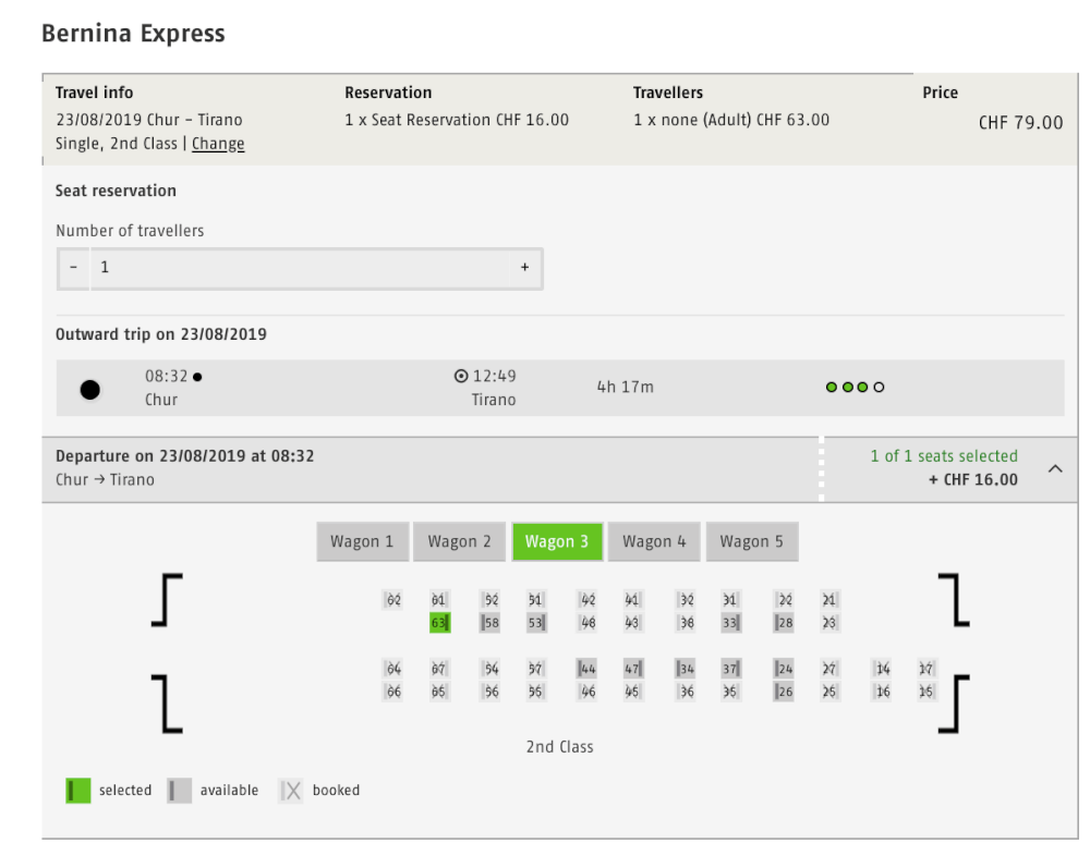 bernina express schedule