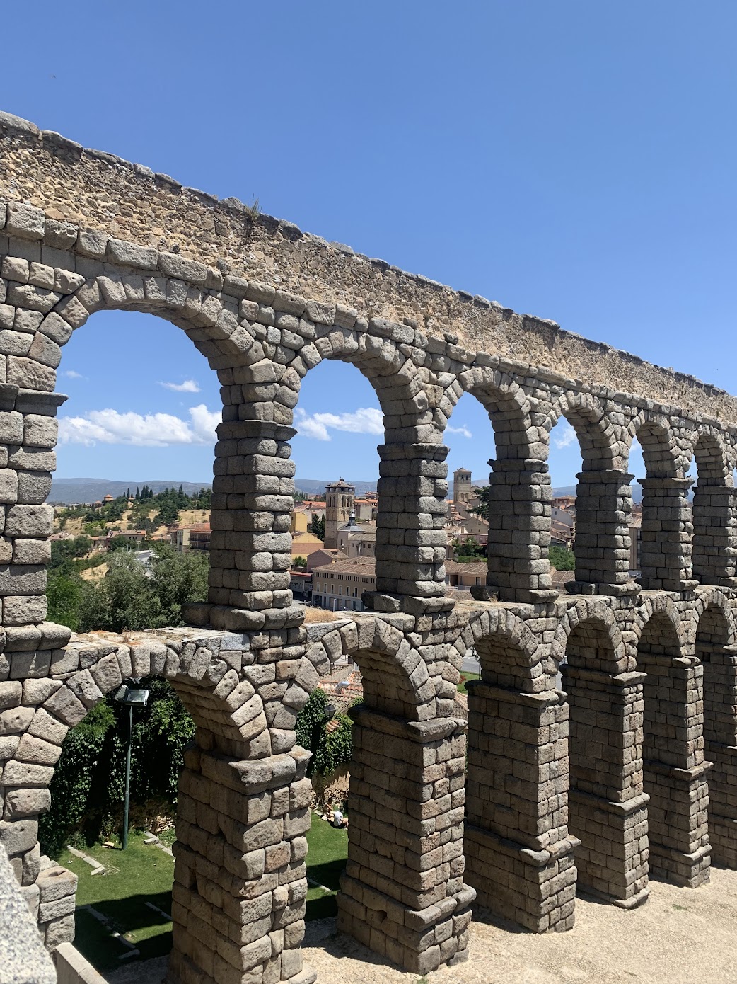 Segovia's large aqueduct with rows of stone archways