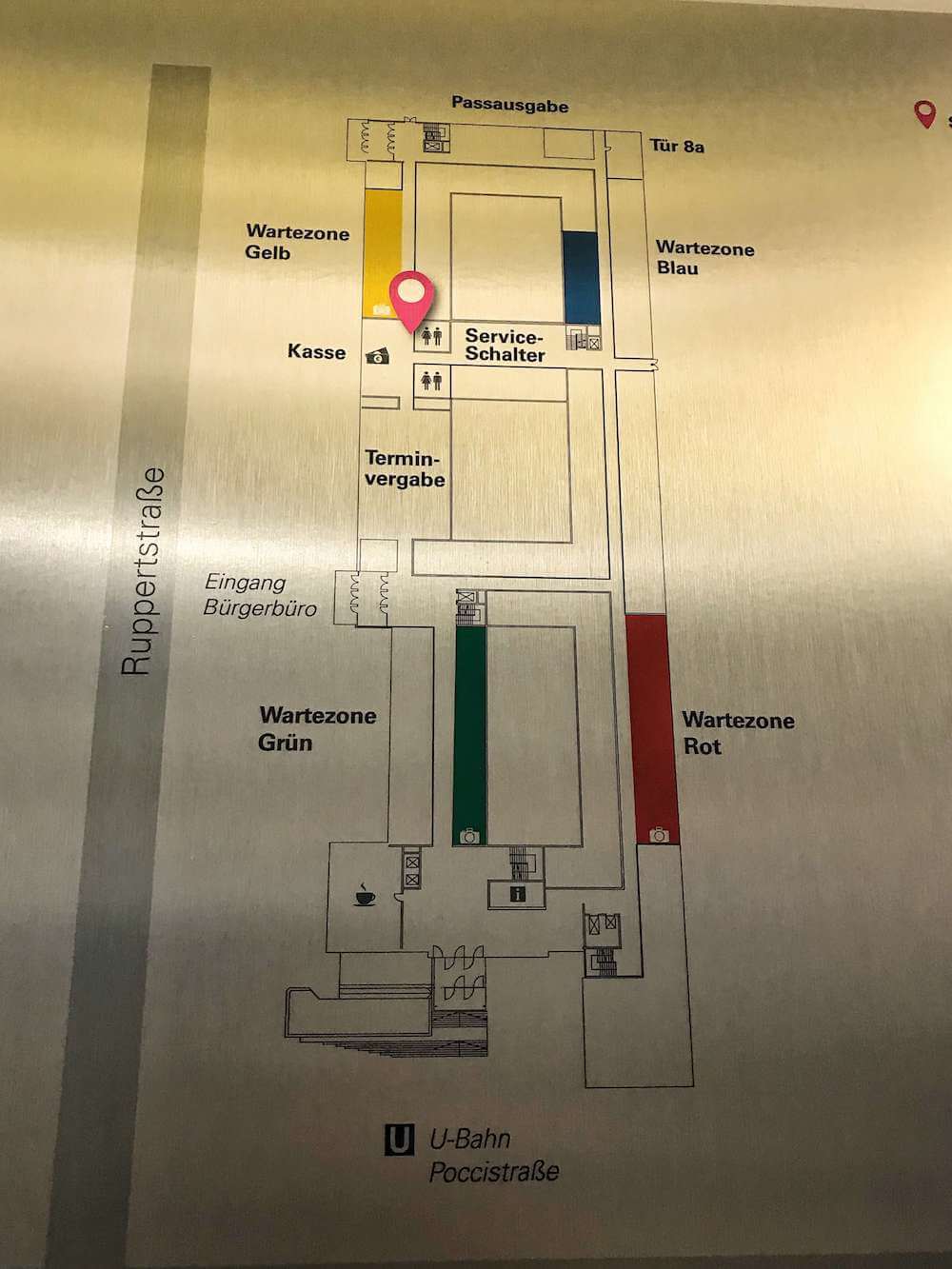 A map of the ground floor AKA the Burgerburo at the Munich KVR
