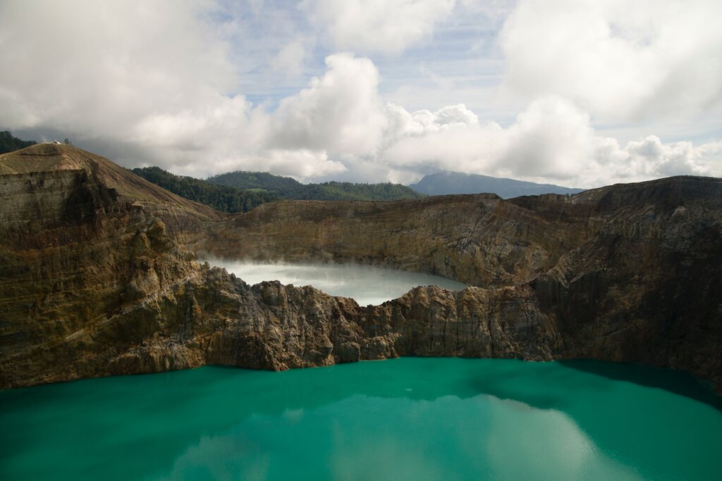 Different coloured lakes at Kelimutu Indonesia