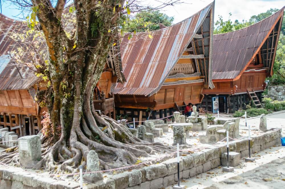 Traditional houses in Huta Siallagan in Lake Toba