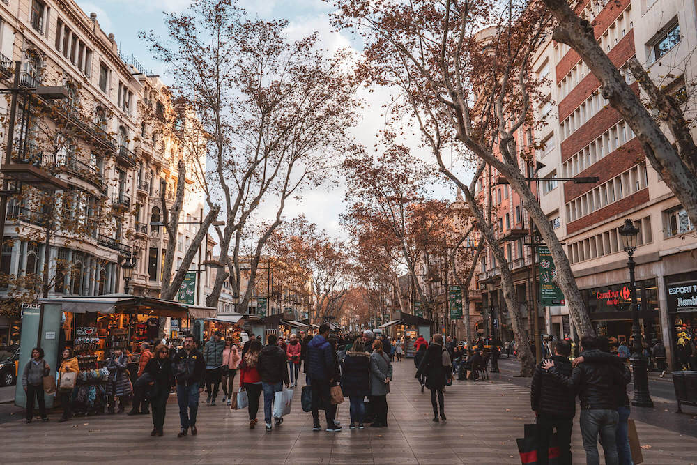 Las Ramblas in Barcelona, Spain