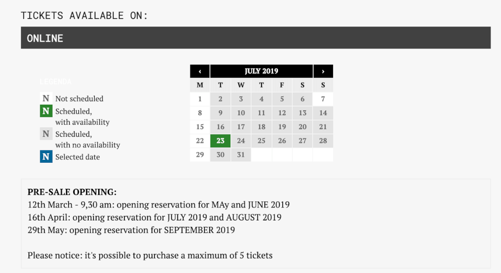 Screenshot of the ticket buying process for the last Supper in Milan, Italy