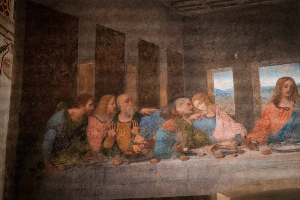 The Last Supper painting in Milan, Italy up close