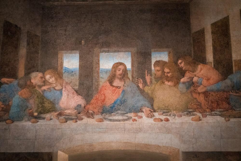 The Last Supper painting in Milan, Italy up close
