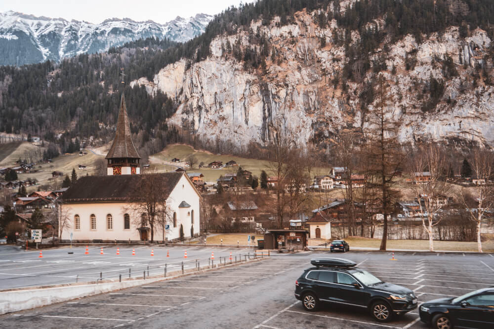 Lauterbrunnen church car park