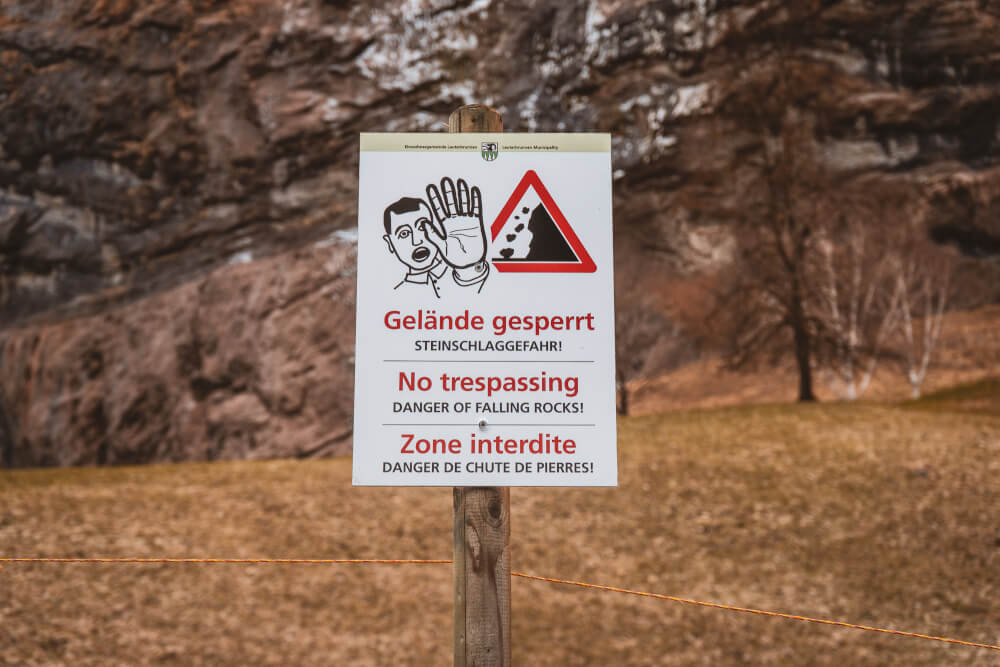 No trespassing sign in Lauterbrunnen, Switzerland.