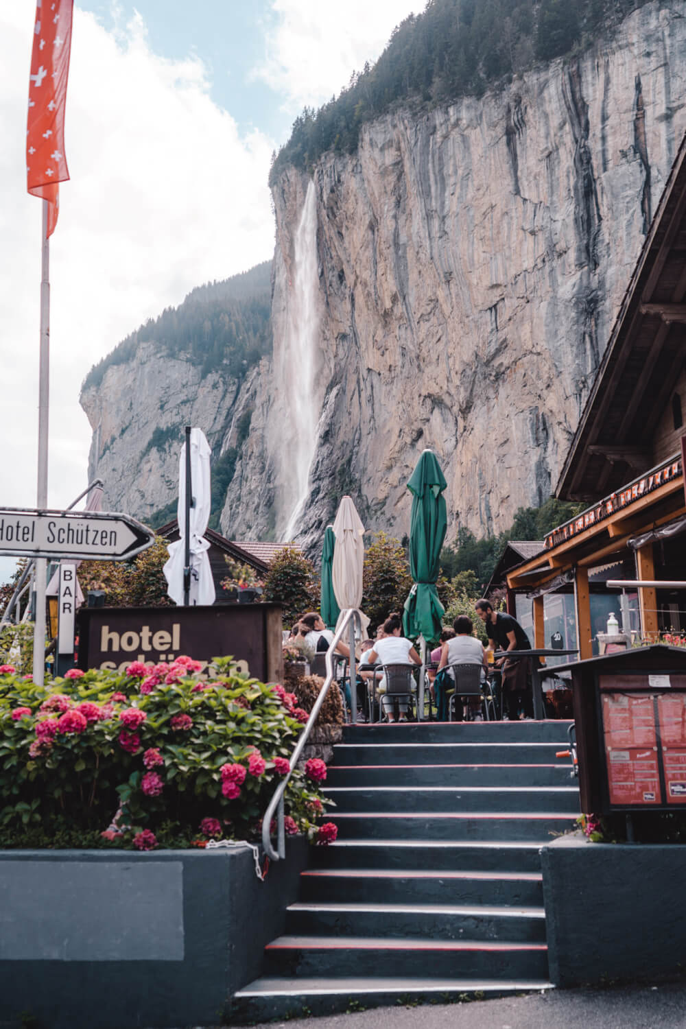 Beautiful Lauterbrunnen view in the middle of town.