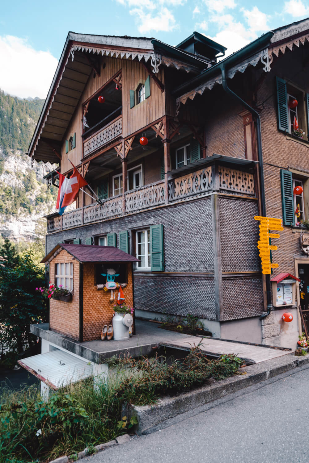 Beautiful wooden chalet in Lauterbrunnen, Switzerland.