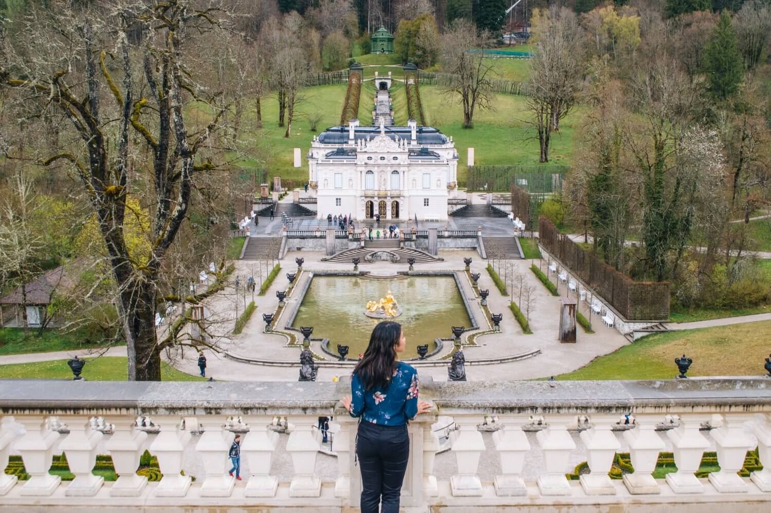 Beautiful view over Linderhof Palace in Bavaria, Germany