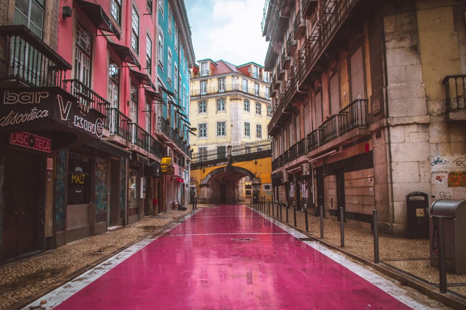 Lisbon's famous pink street - Rua Nova do Carvalho