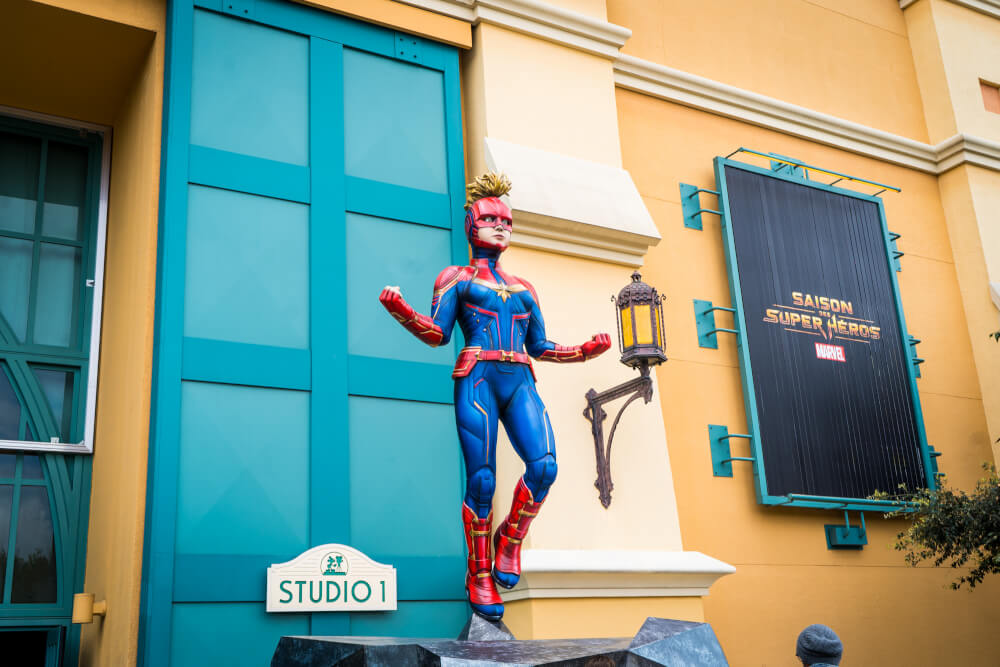 Colossal Captain Marvel at Marvel Season of Heroes in Disneyland Paris