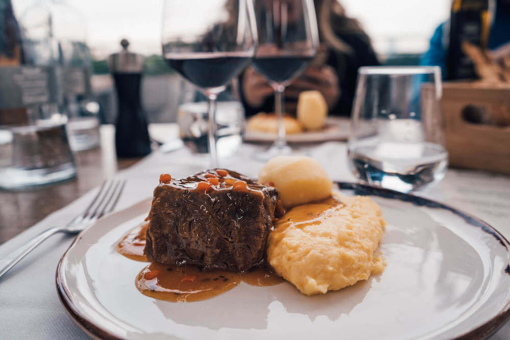 Stewed beef with polenta