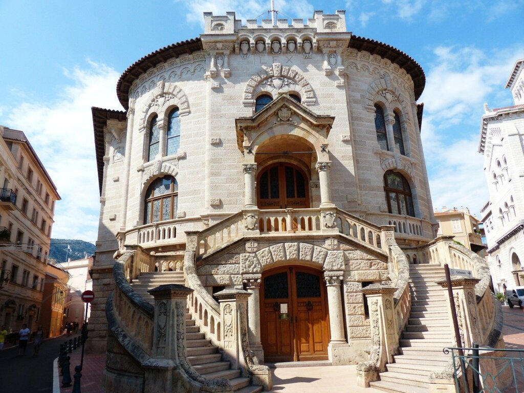 Monaco Palace of Justice on a blue sky day