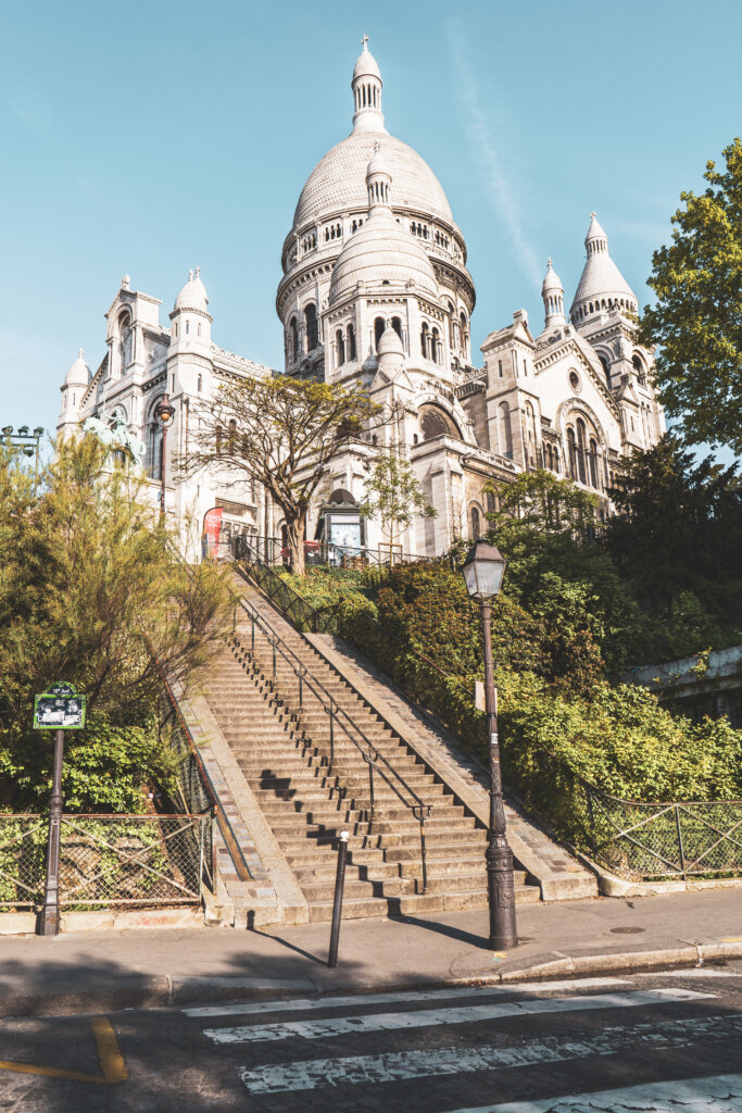 Sacre Coeur Basilica at the top of stairs