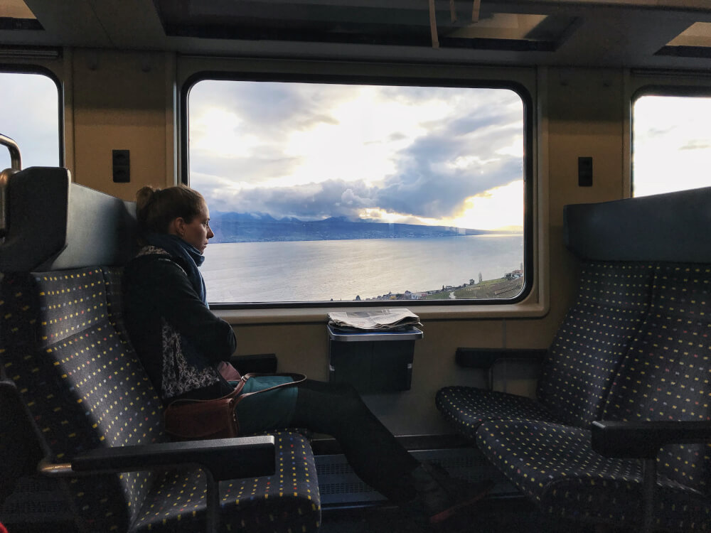 Swiss train ride from Montreux to Lausanne