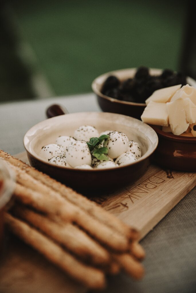 Mozarella cheese on a platter