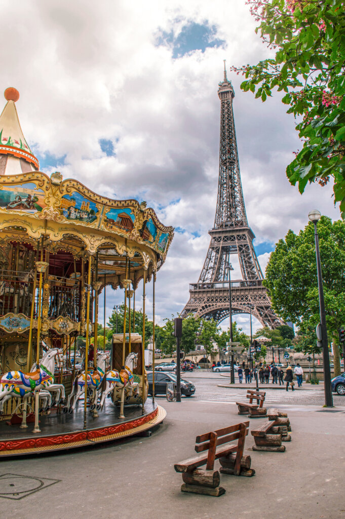 Carousel in Paris with the Eiffel Tower in the background