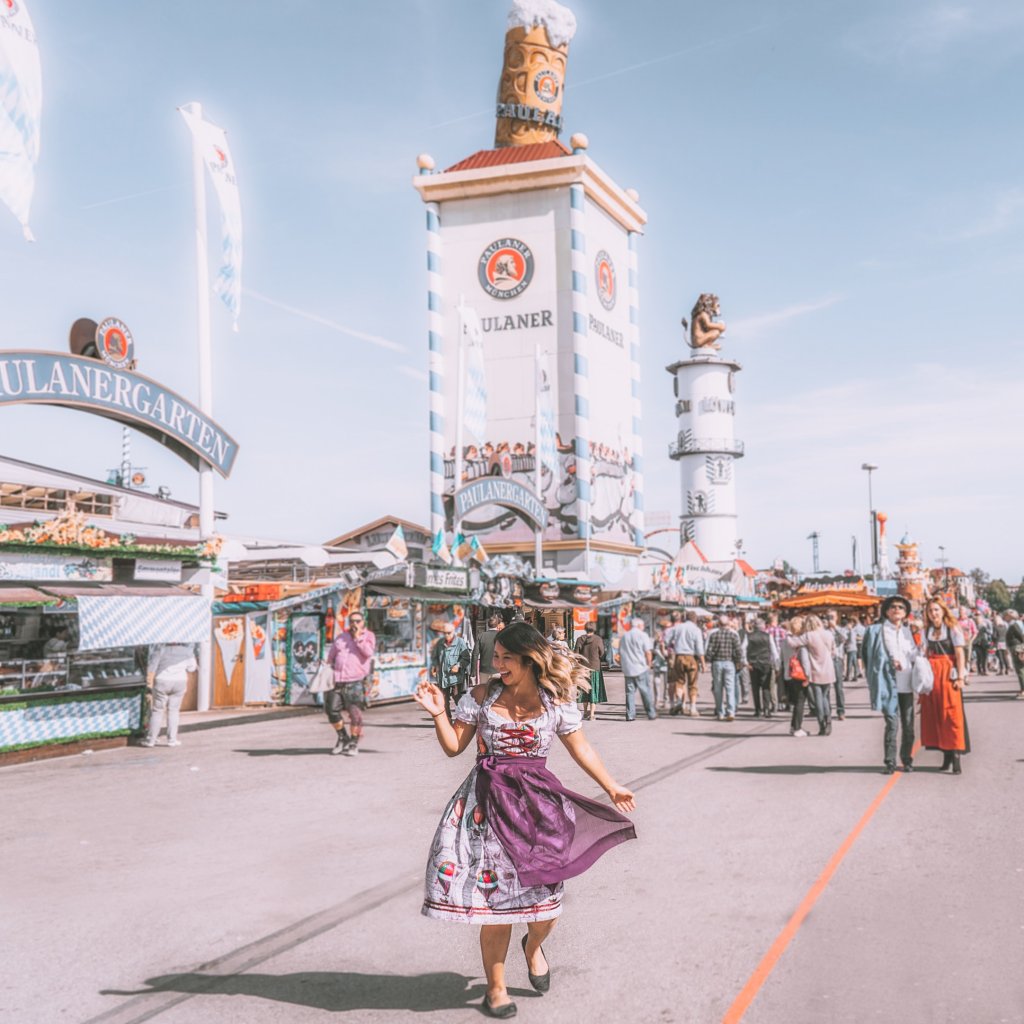 Christina Guan in a dirndl at Oktoberfest 