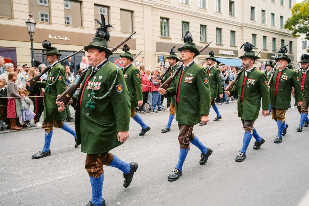 Traditional Bavarian outfits during the annual Trachten parade in Munich