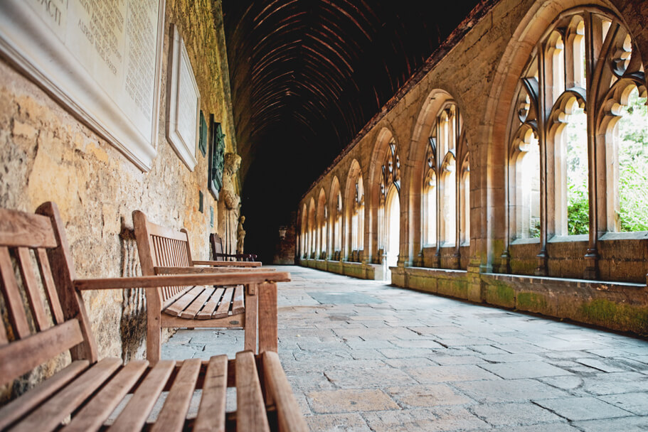 New College, Oxford cloister, a filming location for Harry Potter