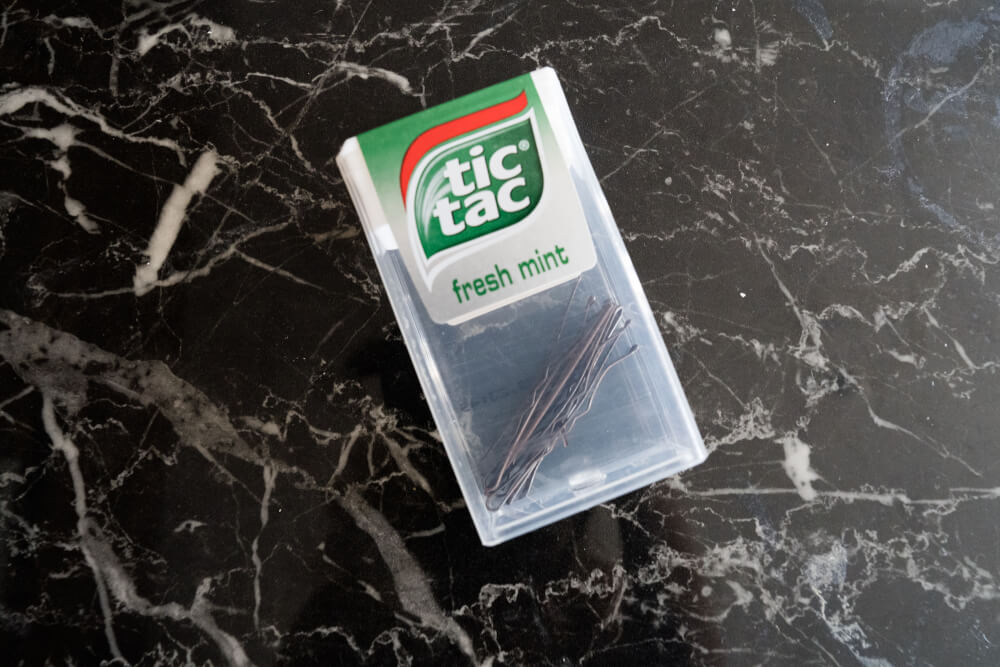 Tic Tac case storing bobby pins