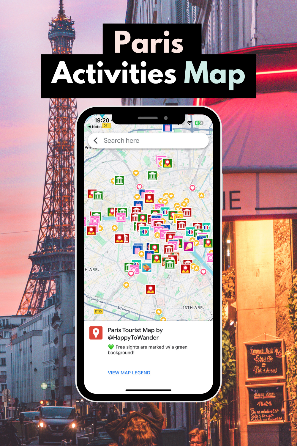paris map showing tourist attractions