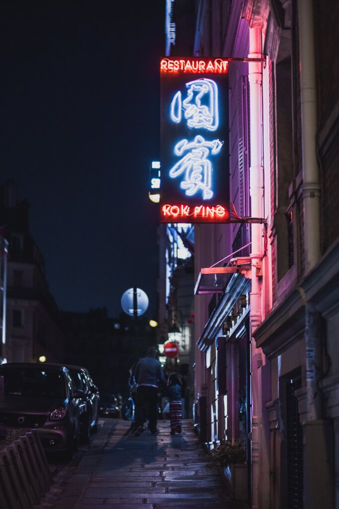Neon sign for Asian restaurant in Paris