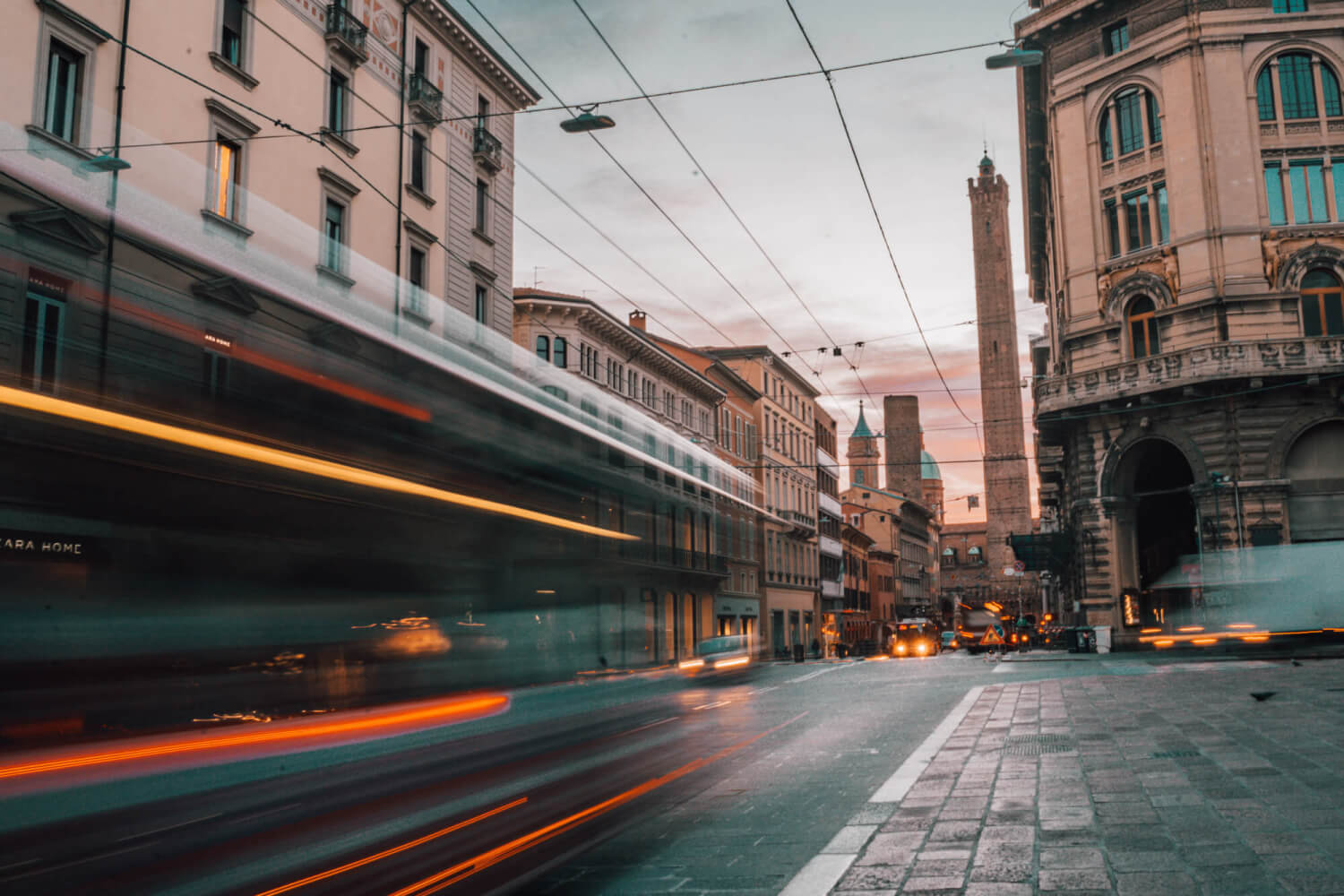 Bus riding by in Bologna, Italy