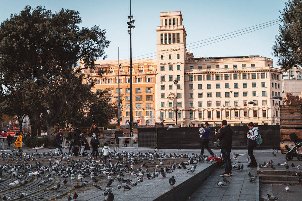 Place de Catalunya in Barcelona, Spain