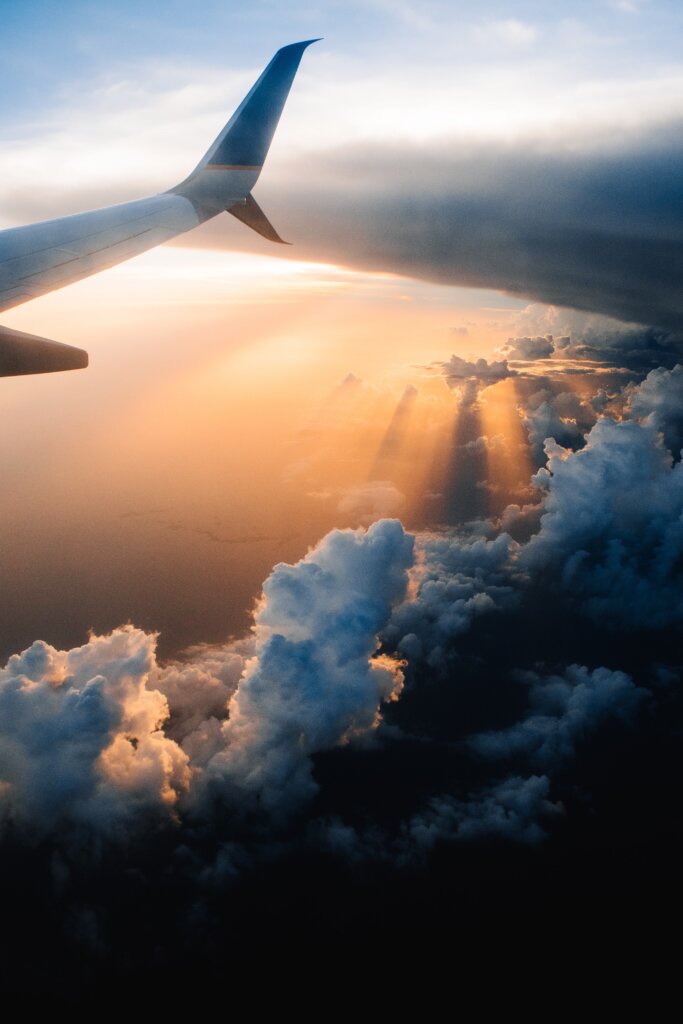 Plane view at sunset