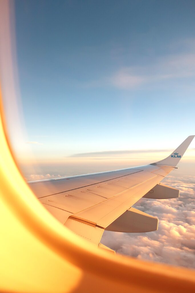 Sunset view outside of a plane