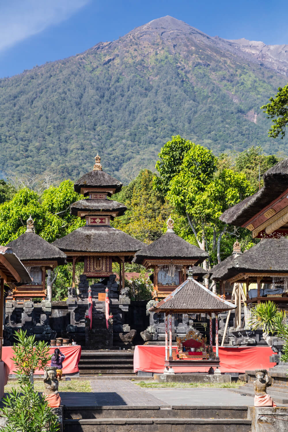 Pura Besakih Balinese temple with Mount Agung in the background