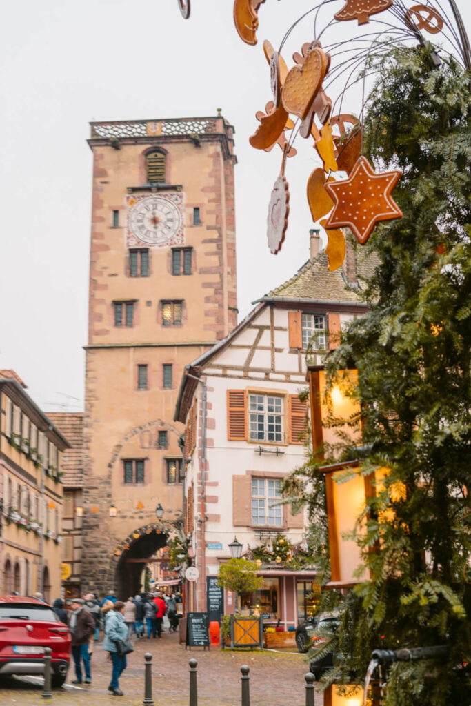 Christmas decorations in Ribeauville France at Christmas time