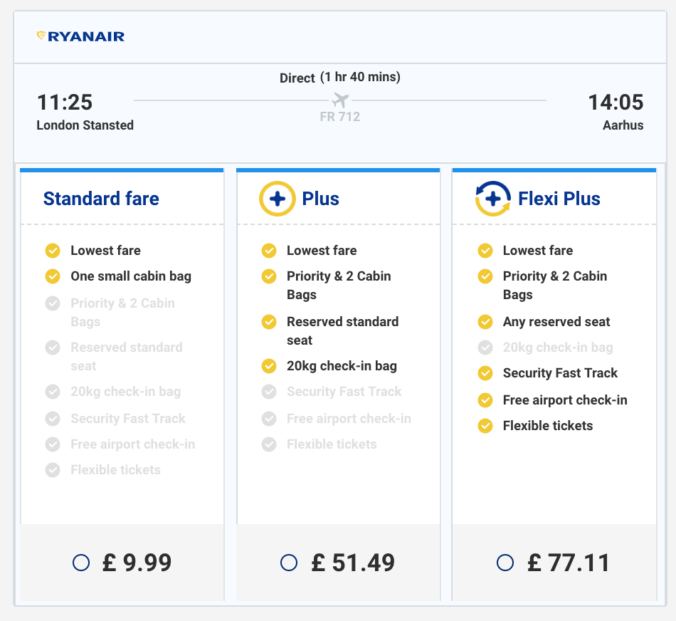 priority and 2 cabin bags