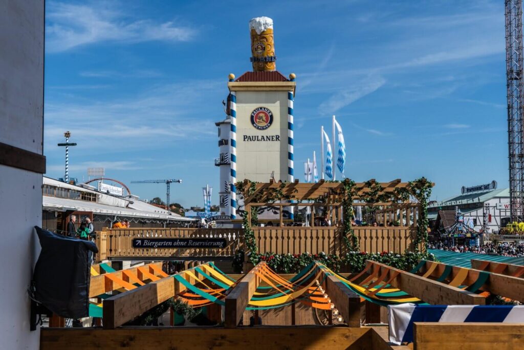 A view over the Oktoberfest grounds in Munich, Germany.