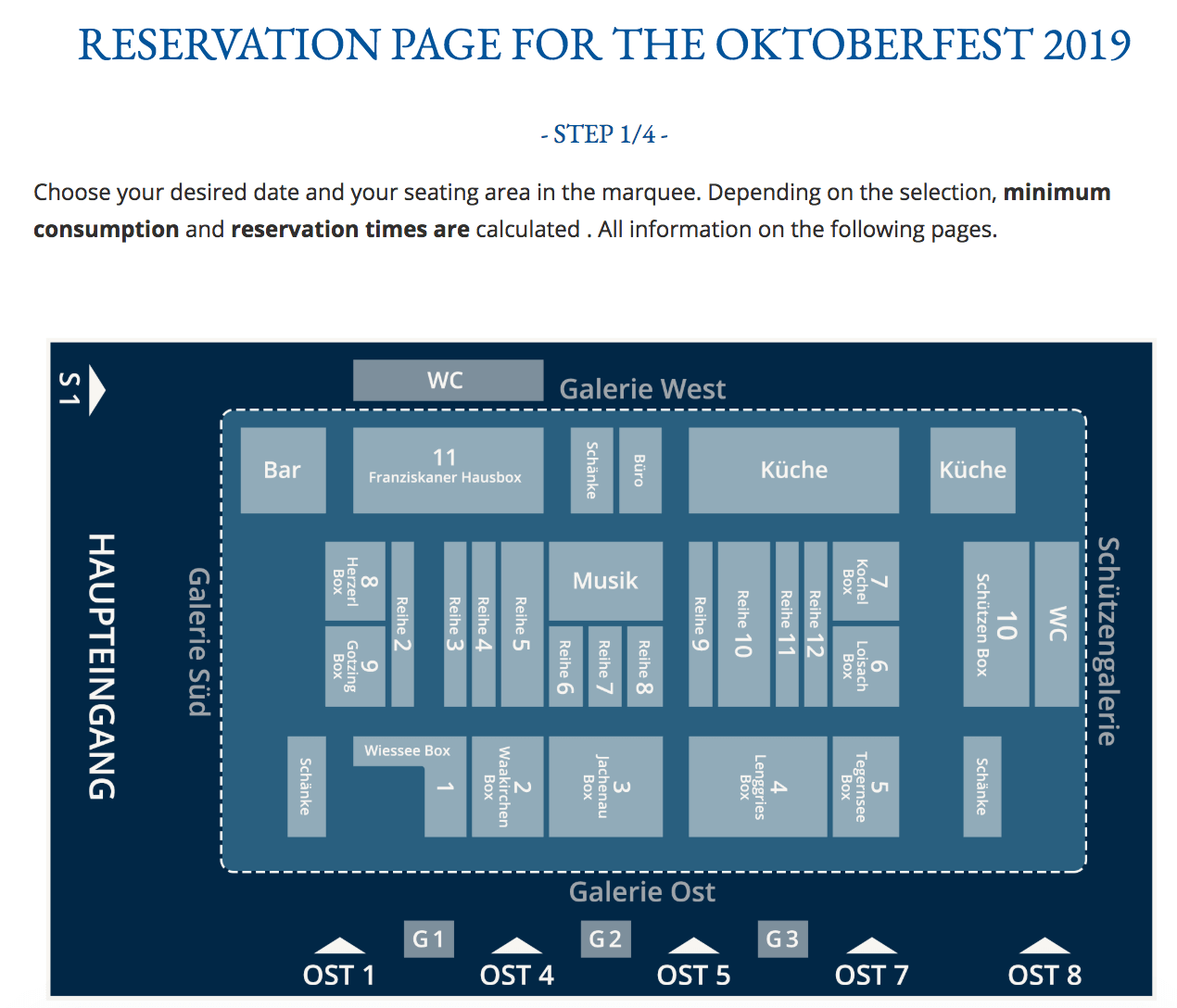Reservation page for the Schützen-Festzelt tent at Oktoberfest