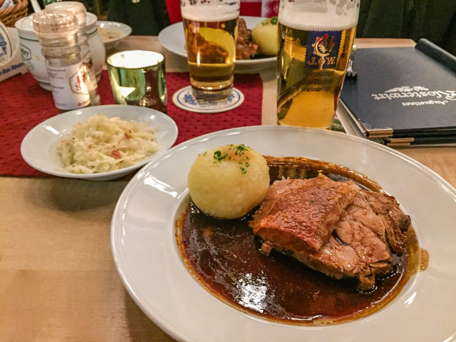 Schweinsbraten and sauerkraut at Augustiner Klosterwirt