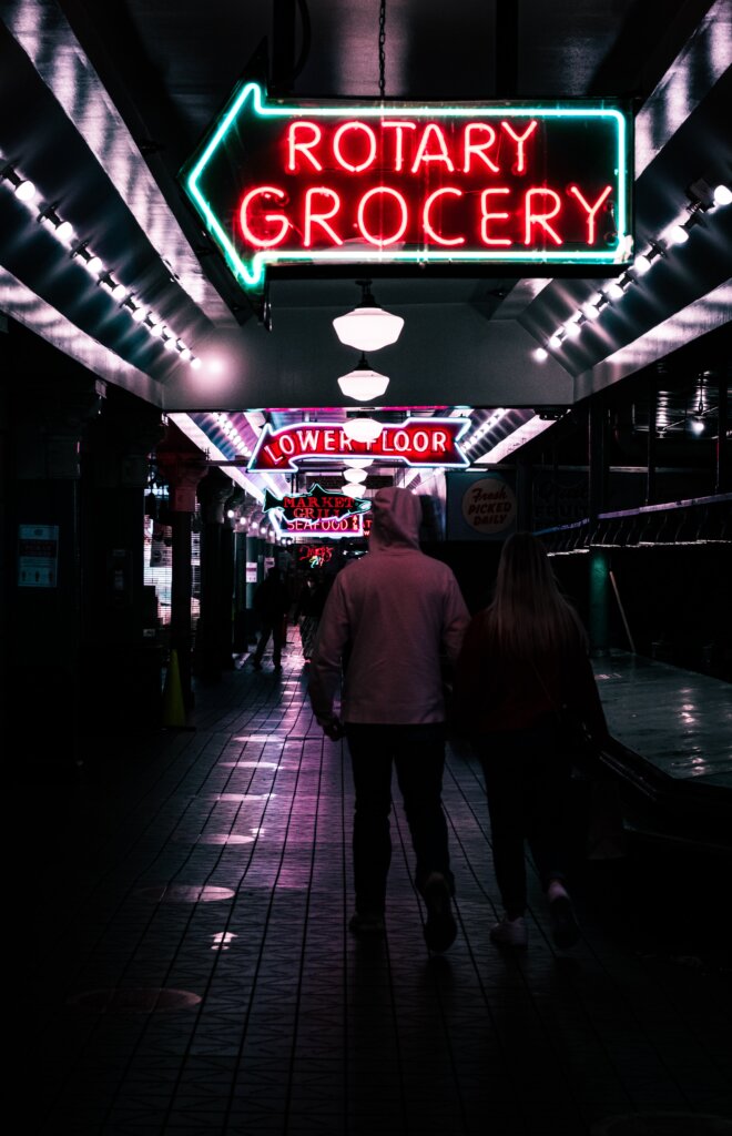 Pike Place Market at night