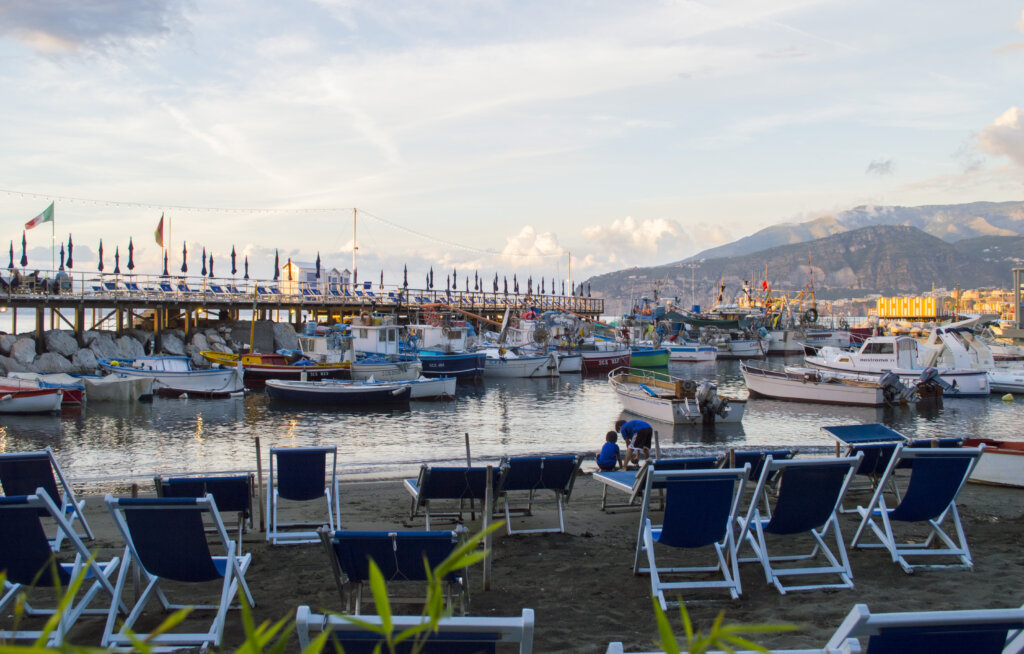 Sunset view from Soul and Fish in Sorrento, Italy