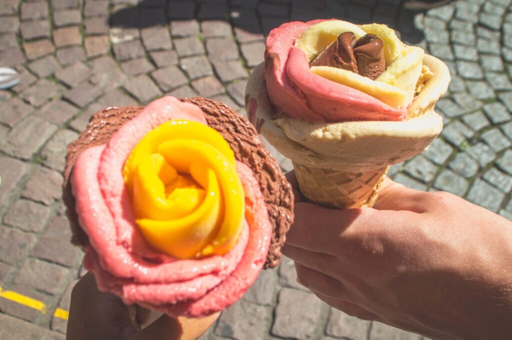 Rose shaped gelato from Amorino