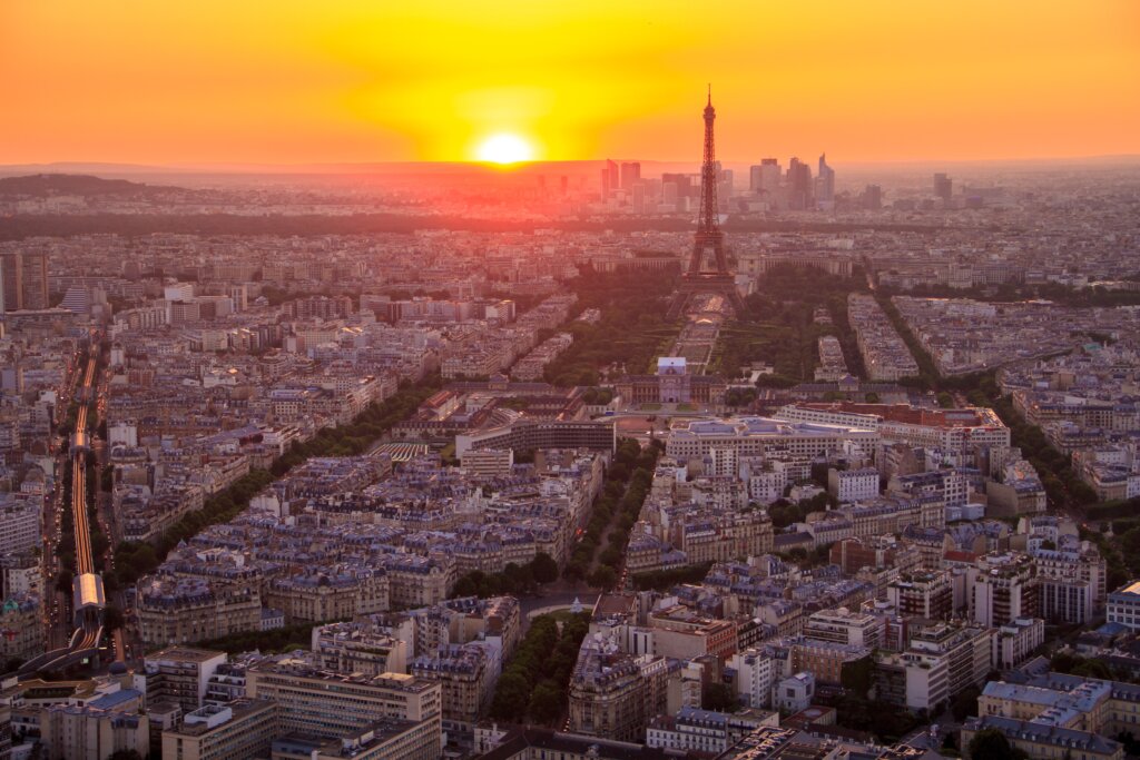 Sunrise in Paris with the Eiffel Tower in view