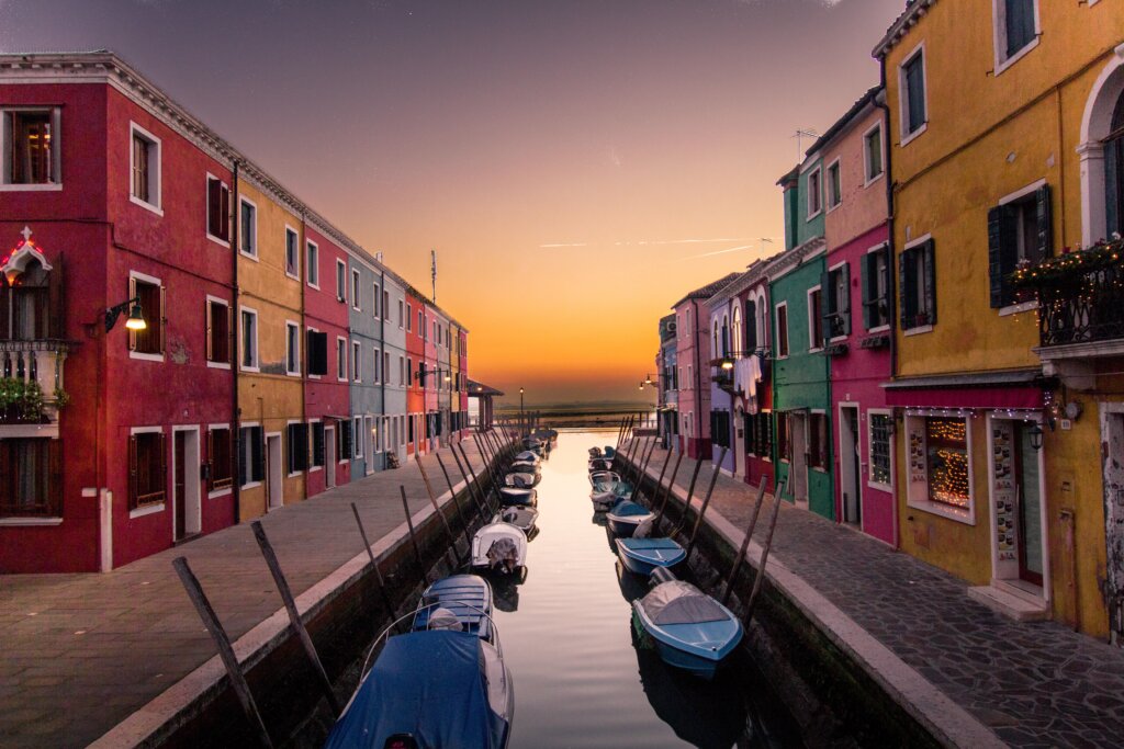 Sunset in Burano Italy