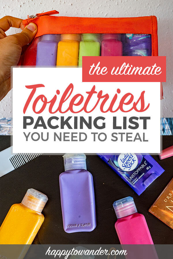 The Complete Travel Toiletries List - Pack Right Every Time!  Travel size  toiletries, Toiletries list, Packing toiletries