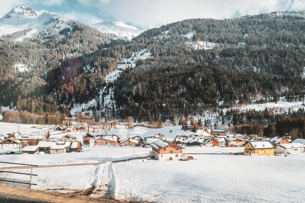 Transalpin train ride views in Switzerland